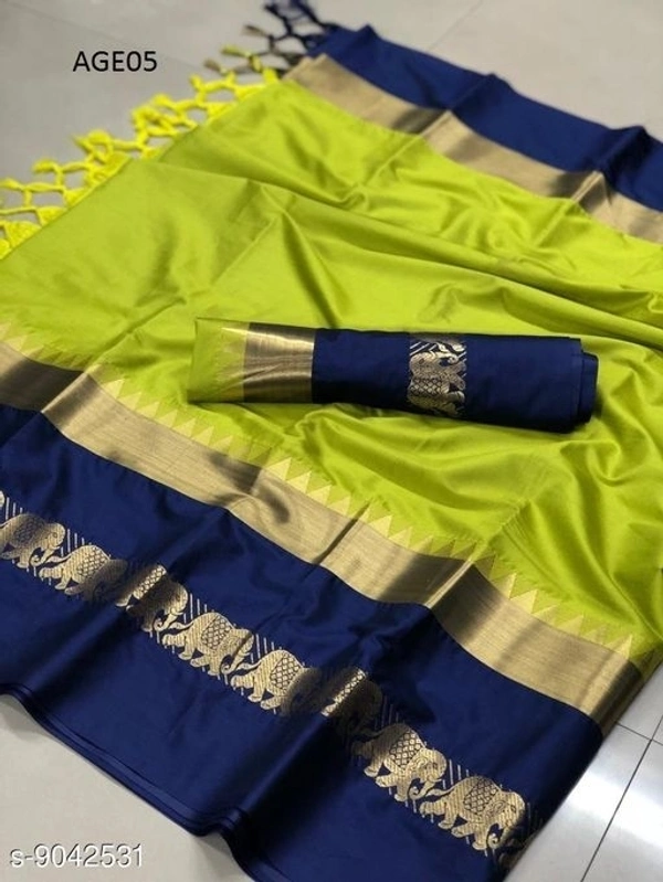 Designer  Soft silk saree with zari border pattern without blouse