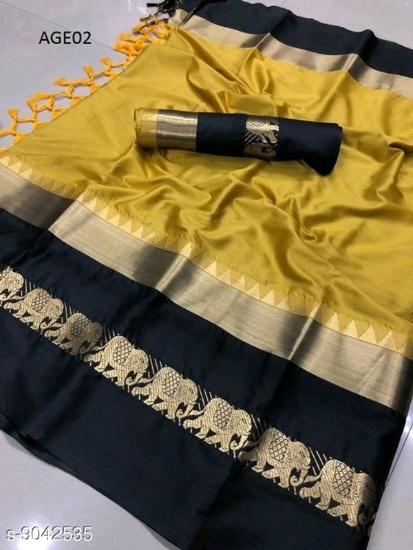 Designer  Soft silk saree with zari border pattern without blouse