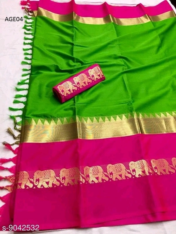 Designer  Soft silk saree with zari border pattern without blouse