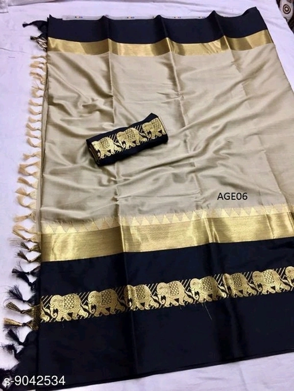 Designer  Soft silk saree with zari border pattern without blouse
