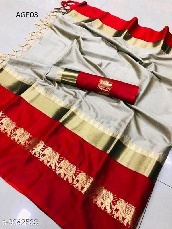 Designer  Soft silk saree with zari border pattern without blouse