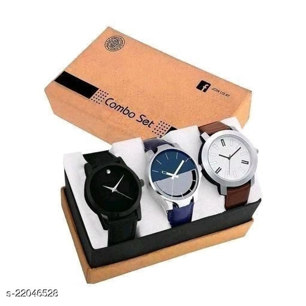 Leather strap Analog Dial Mens watche pack of 3