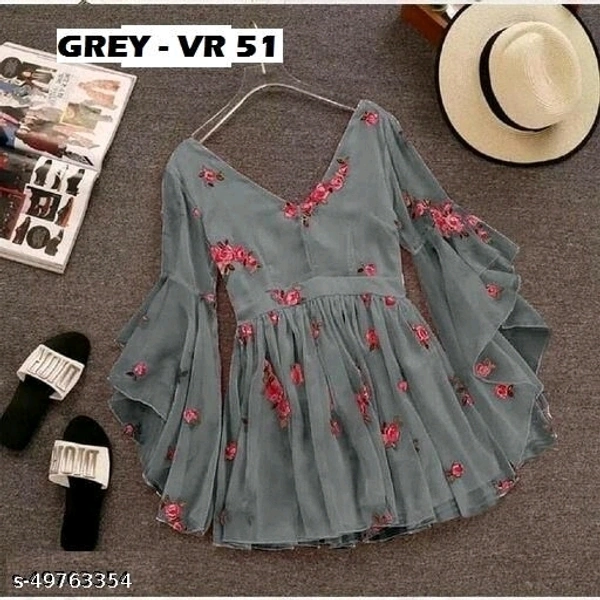 Trendy Georgette Fabric Embdroidery Work Tops - M