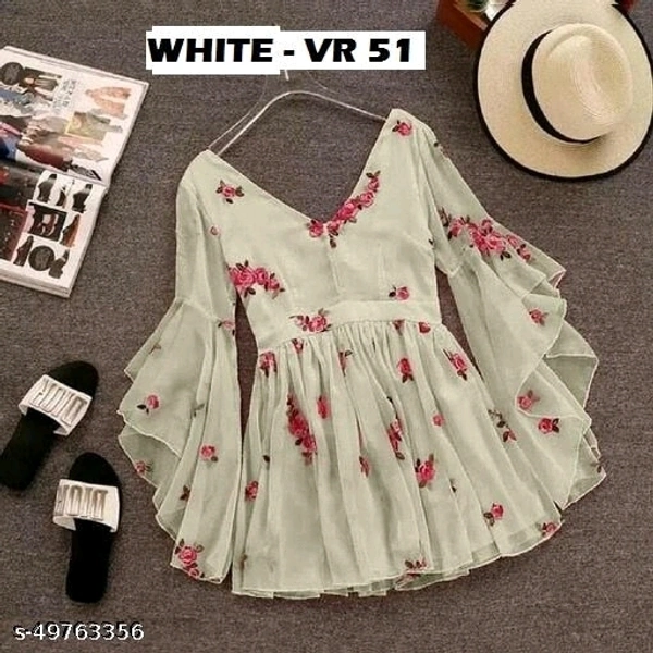 Trendy Georgette Fabric Embdroidery Work Tops - XXXL