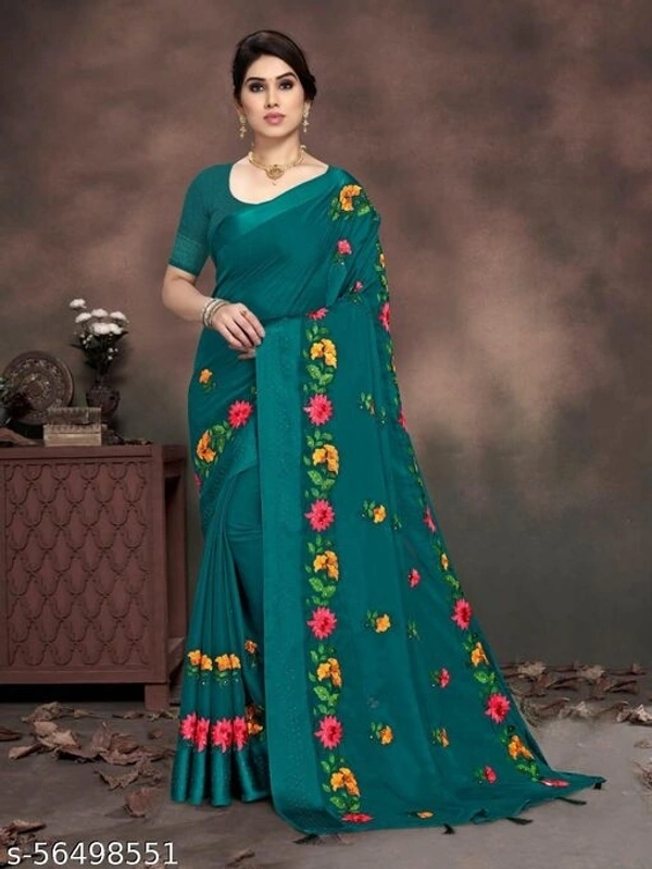 Blue stone Present Havey Embroderied With hot fixing work saree