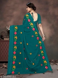 Blue stone Present Havey Embroderied With hot fixing work saree