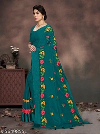 Blue stone Present Havey Embroderied With hot fixing work saree