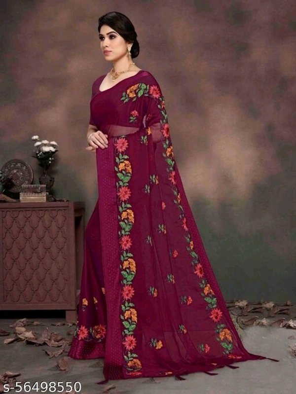Blue stone Present Havey Embroderied With hot fixing work saree