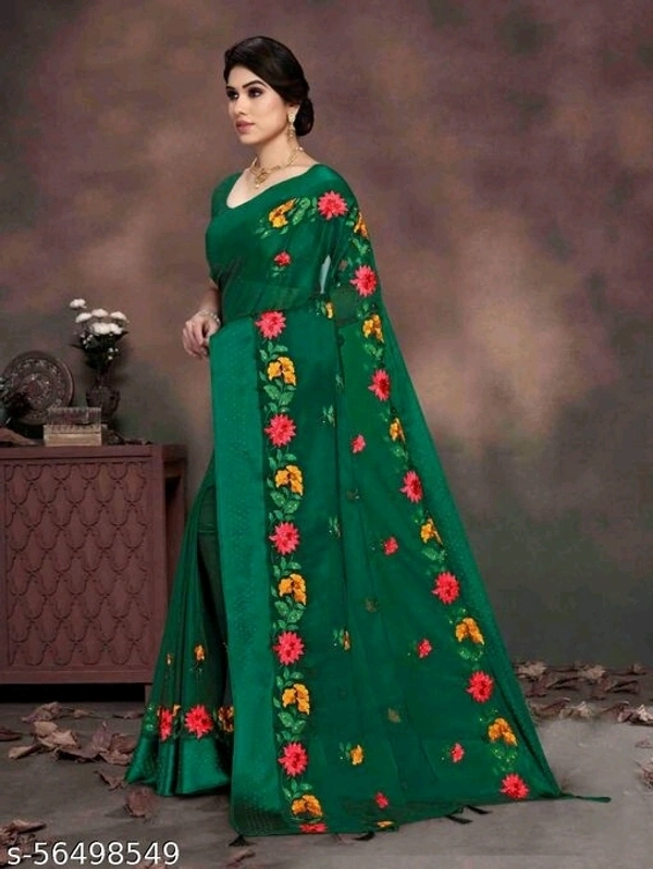 Blue stone Present Havey Embroderied With hot fixing work saree
