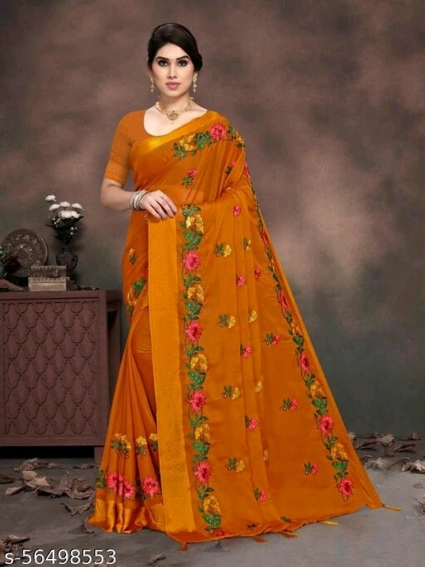Blue stone Present Havey Embroderied With hot fixing work saree