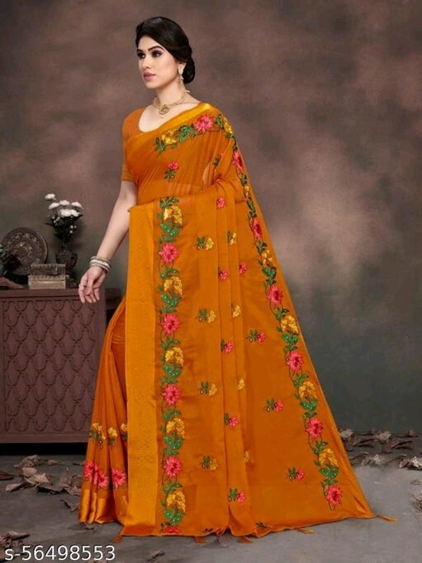 Blue stone Present Havey Embroderied With hot fixing work saree