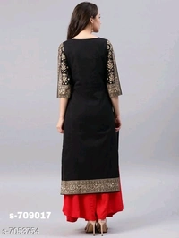 Women's Printed Black Rayon Kurti - XXXXL