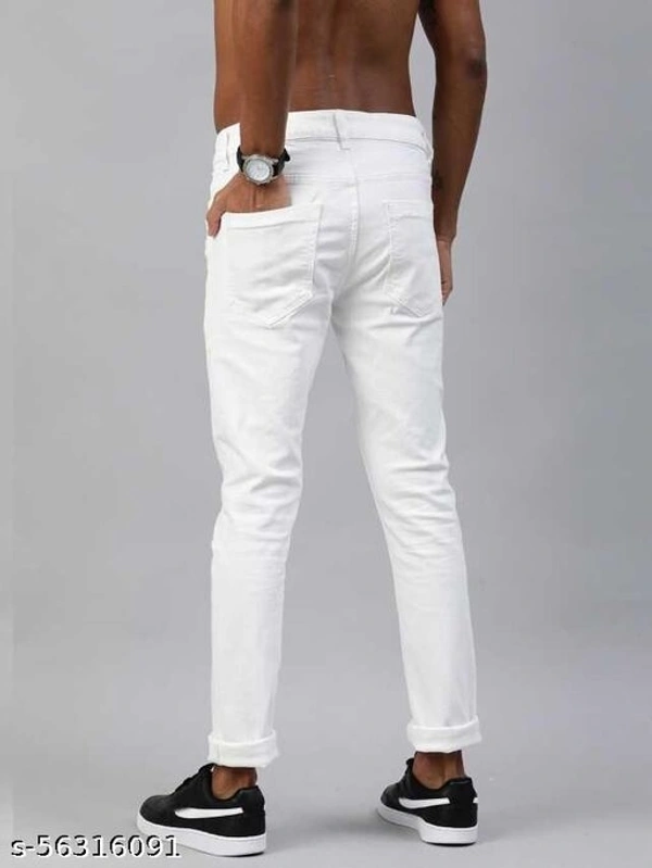 Round pocket white men jeans - 30