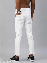 Round pocket white men jeans - 34