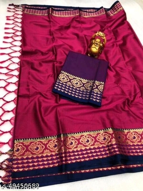 Soft Cotton Silk Banarasi Jacquard Bordered Saree Without Blouse