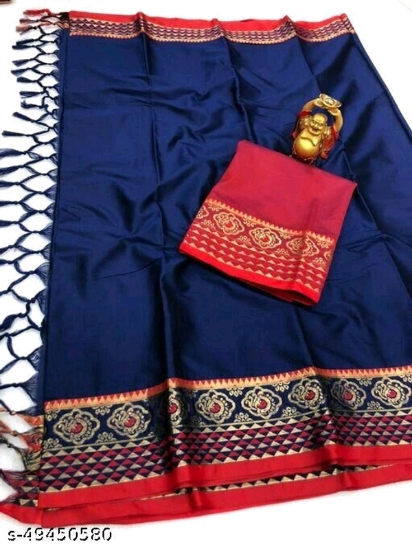 Soft Cotton Silk Banarasi Jacquard Bordered Saree Without Blouse