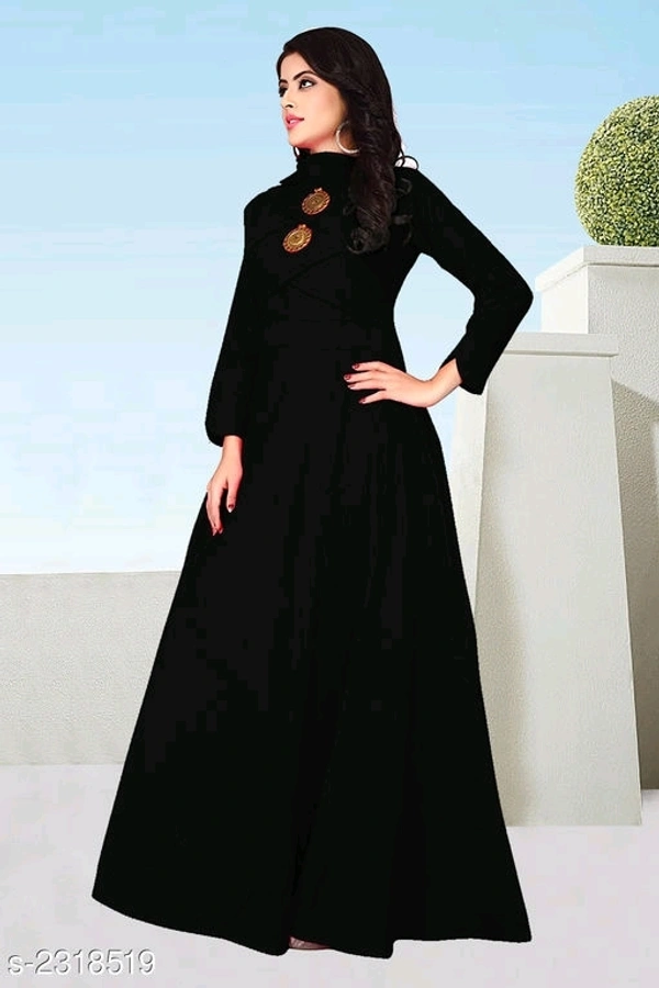 Women's Solid Cotton Slub Long Anarkali Kurti - M