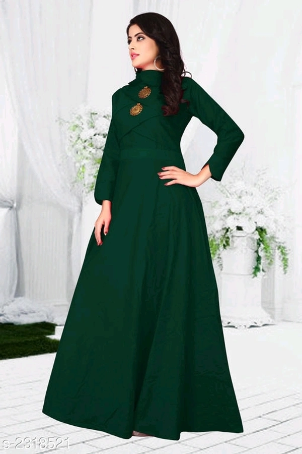 Women's Solid Cotton Slub Long Anarkali Kurti - L