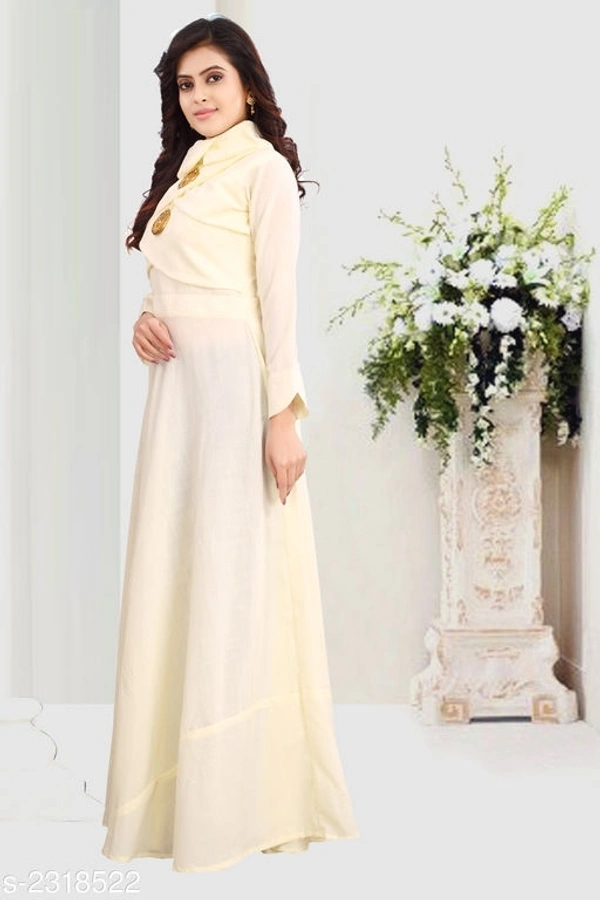 Women's Solid Cotton Slub Long Anarkali Kurti - XL