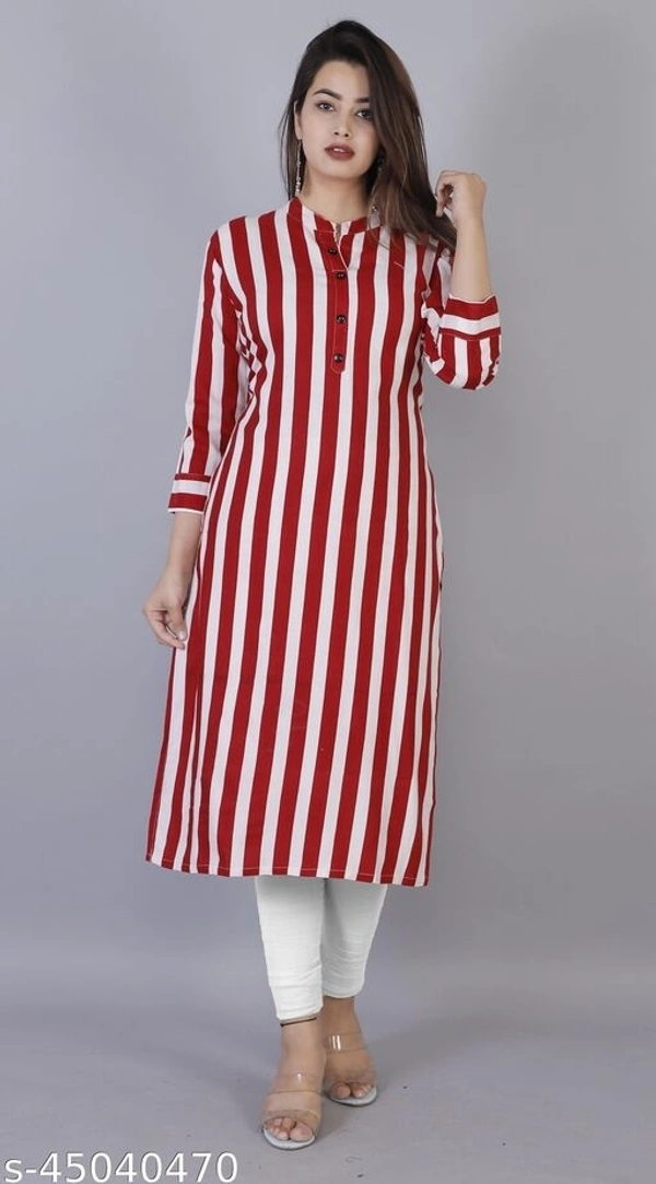 Moda Designs Women Printed Rayon 3/4 Sleeve Round Neck Straight Kurta - XL
