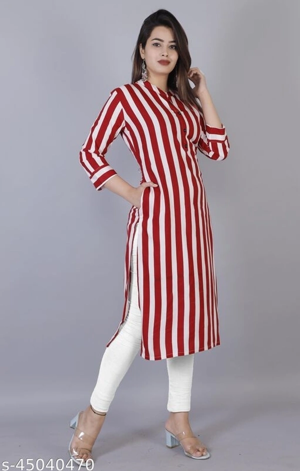 Moda Designs Women Printed Rayon 3/4 Sleeve Round Neck Straight Kurta - XL