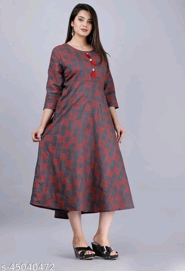 Nyasa Collection Women Printed Rayon 3/4 Sleeve Round Neck Flared Kurta - XXL