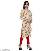 Moda Designs Women Printed Rayon 3/4 Sleeve Mandarian Neck Straight Kurta - XXL