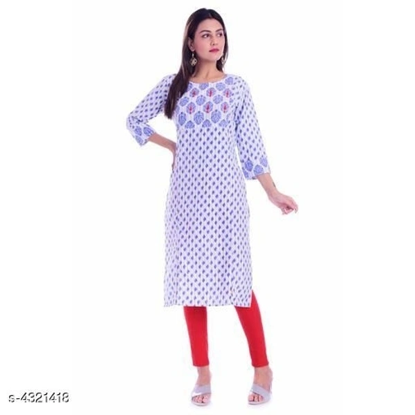 Women's Printed White Cotton Kurti - M