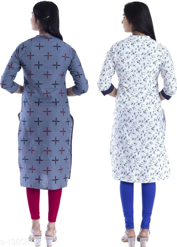 Bachuu Women's Casual Cotton Printed Calf Length Straight Kurti Combo Set - XL