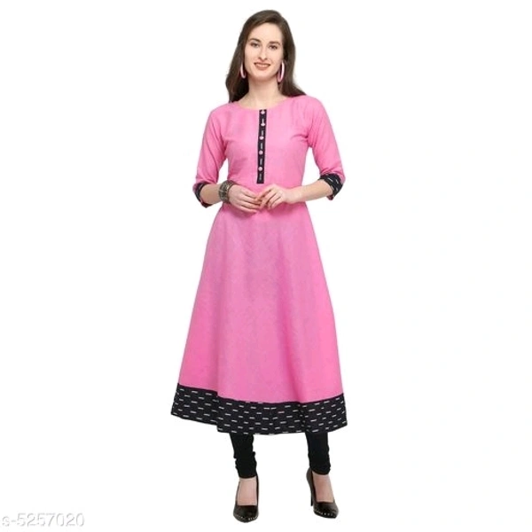 Women's Printed Cotton Blend Anarkali Kurti - L