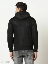 Elegance Men's Black Zipper Hooded Sweatshirt - S