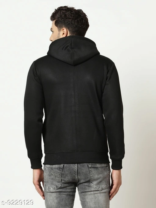 Elegance Men's Black Zipper Hooded Sweatshirt - S
