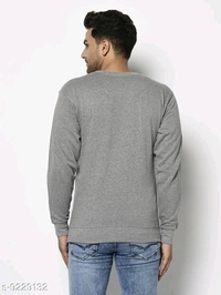 Elegance Men's Round Neck Grey Cotton/Blend Sweatshirt Has Chest Logo - S