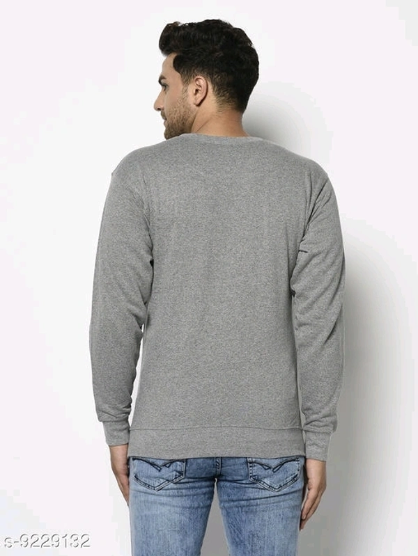 Elegance Men's Round Neck Grey Cotton/Blend Sweatshirt Has Chest Logo - S