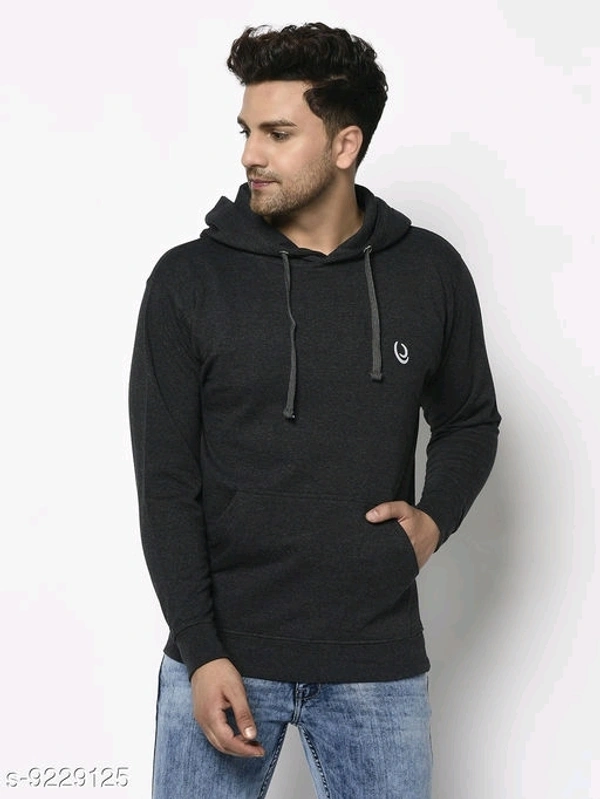 Elegance Men's Hooded Grey Cotton/Blend Sweatshirt Has Chest Logo - S