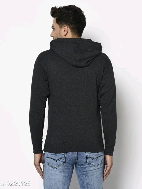 Elegance Men's Hooded Grey Cotton/Blend Sweatshirt Has Chest Logo - S