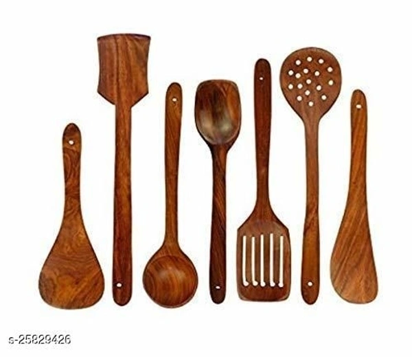 Wooden Spoons and Spatula for Cooking, Sleek, Sold and Non-Stick Cookware for Home Use