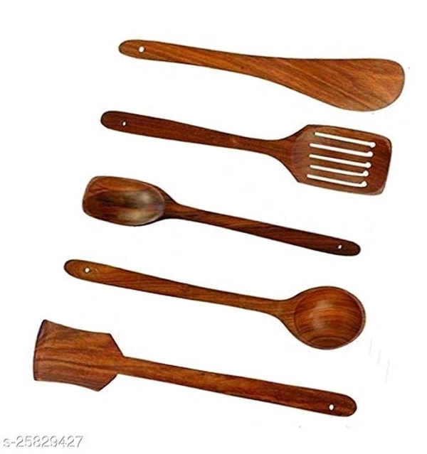 Multipurpose Wooden Cooking Spoon Utensils Set for Non Stick cookware and Serving - Handmade Wooden Spatula
