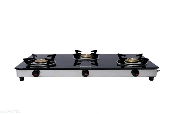 good flame 3 burner eco ss slim gas stove with cast iron burner (gf0035)