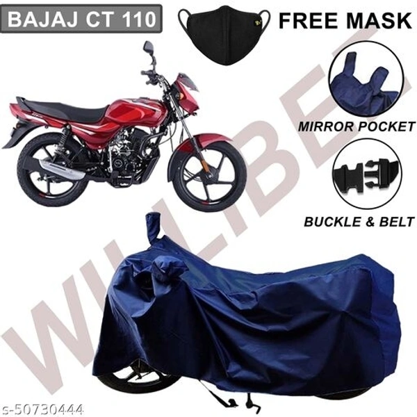 Willibee Bike cover for Bajaj CT 100 (Platina 110, Bajaj Pulsar) BLUE Two Wheeler Body Cover
