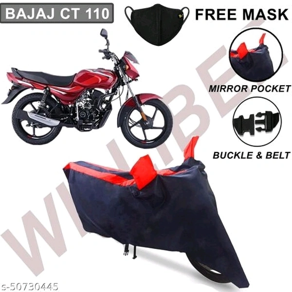 Willibee Bike cover for Bajaj CT 100 (Platina 110, Bajaj Pulsar) REDBLUE Two Wheeler Body Cover