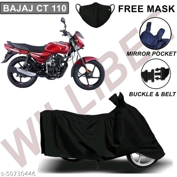 Willibee Bike cover for Bajaj CT 100 (Platina 110, Bajaj Pulsar) BLACK Two Wheeler Body cover