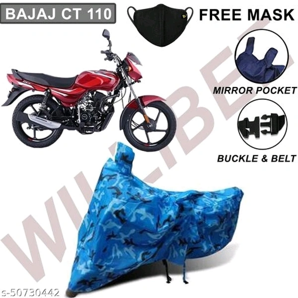 Willibee Bike cover for Bajaj CT 100 (Platina 110, Bajaj Pulsar) OCEAN BLUE Two Wheeler Body Cover