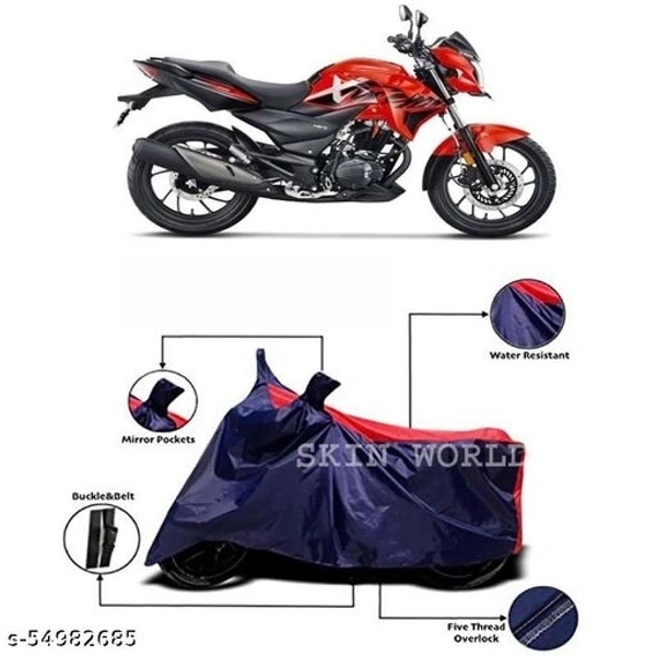 SKIN WORLD Hero Xtreme 200R Two Wheeler Bike Cover - Dustproof - UV Protection - Water-resistant Bike Cover (Red Stripe)