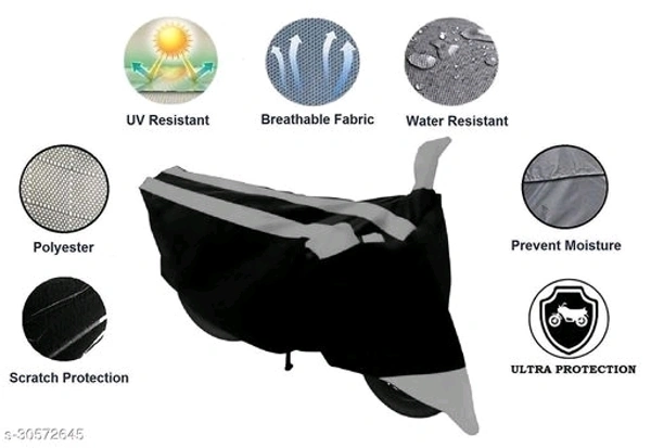 GANPRA Presents Water-Resistant & UV Rays Protective Bike/Scooty Cover For TVS Wego (Grey) - 
