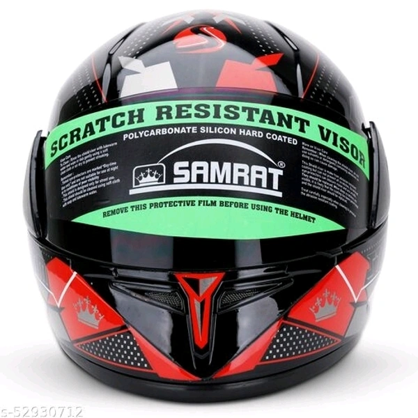 SAMRAT HELMET(Storm Red) with P.C. visor(anti UV and scratch proof) built with ABS Material shell