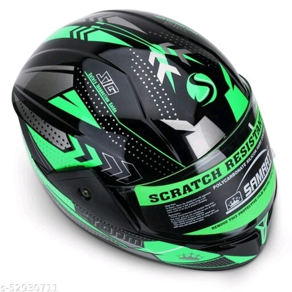 SAMRAT HELMET(Storm Green) with P.C. visor(anti UV and scratch proof) built with ABS Material shell