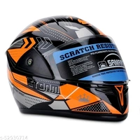 SAMRAT HELMET(Storm Orange) with P.C. visor(anti UV and scratch proof) built with ABS Material shell