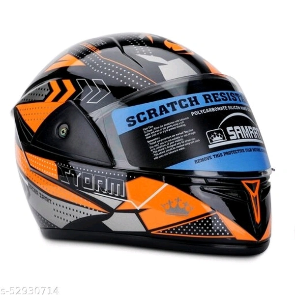 SAMRAT HELMET(Storm Orange) with P.C. visor(anti UV and scratch proof) built with ABS Material shell
