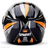 SAMRAT HELMET(Storm Orange) with P.C. visor(anti UV and scratch proof) built with ABS Material shell